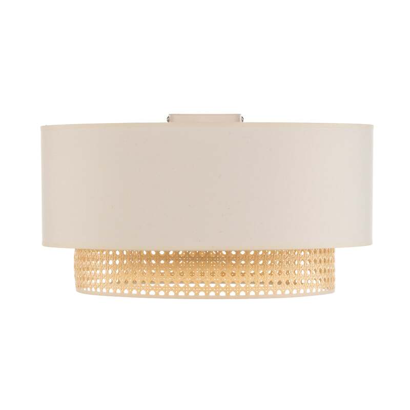 Deckenleuchte Boho creme Holz Ø45cm Rattan dimmbar Lampe Leuchte für Wohnräume - 5903689189729