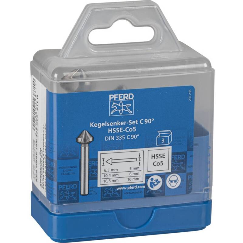 PFERD TOOLS Kegelsenker HSS Senker DIN 335 C 90° 6,3 mm 10,4 mm 16,5 mm Set - 4007220168714