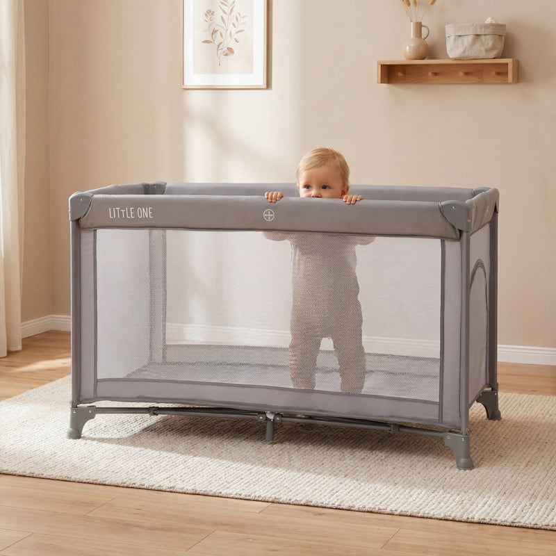 Little one Reisebett grau Reisebett Babybett mit Matratze und Transporttasche - 9120140820144