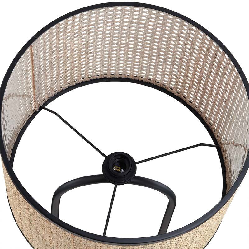 Lindby Stehleuchte Yaelle Rattan schwarz E27 Lampe Leuchte 146 cm hoch 40 cm Ø - 4251911765199