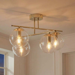 B-Ware Deckenleuchte Zoe goldfarben 4-flammig LED Lampe Leuchte dimmbar 51x51cm