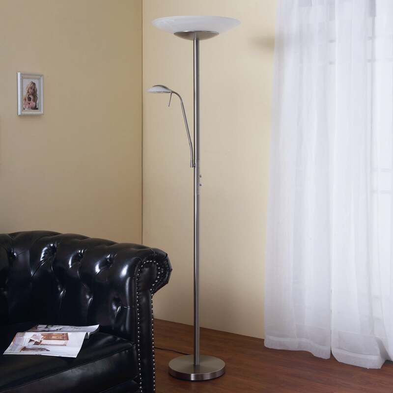 Lindby Stehleuchte Deckenfluter LED Leselicht Ragna nickel dimmbar Leselampe - 4251096519662