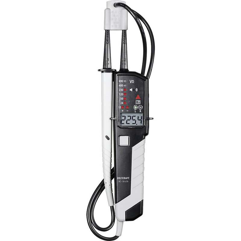 VOLTCRAFT VC 55LCD Spannungsprüfer Stromprüfer Phasenprüfer 12-690V AC/DC LED - 4016138895025