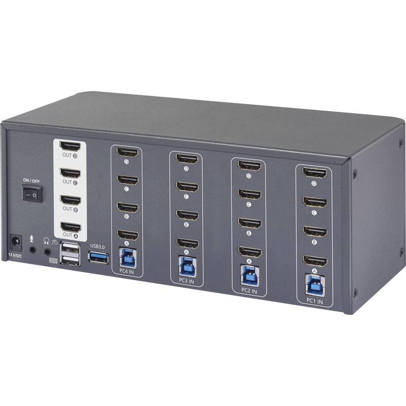 KVM-Konsole Umschalter Switch SpeaKa Professional HDMI 4x4 Port Multi Display - 4064161394442