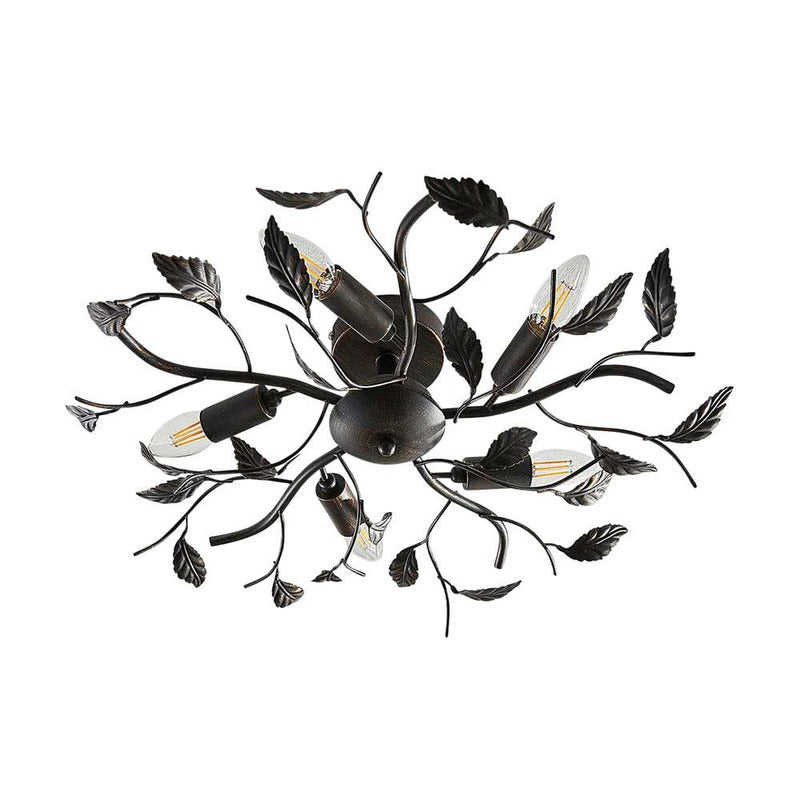 Lindby Deckenlampe Hängeleuchte Lampe Leuchte Yos Blattoptik 5-flmg E14 schw592 - 4251096547160