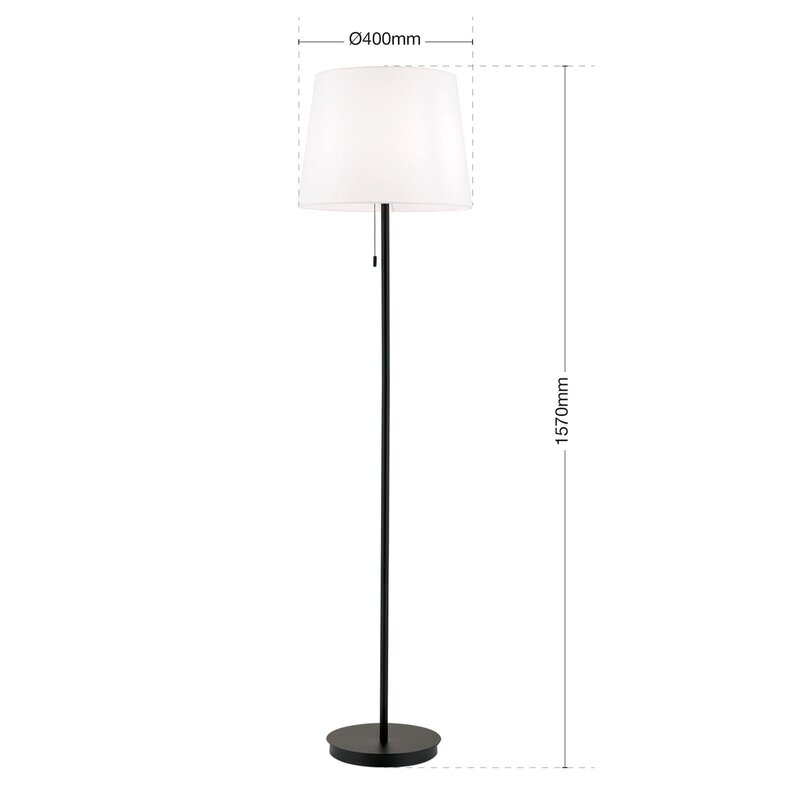 Textil-Stehleuchte Ludwig schwarz matt Stehlampe Lampe Leuchte Spot Leselampe - 9003090273638