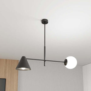 B-Ware Deckenlampe Hermes 2-flammig LED dimmbar schwarz Stahl Glas 70cm Höhe 60cm