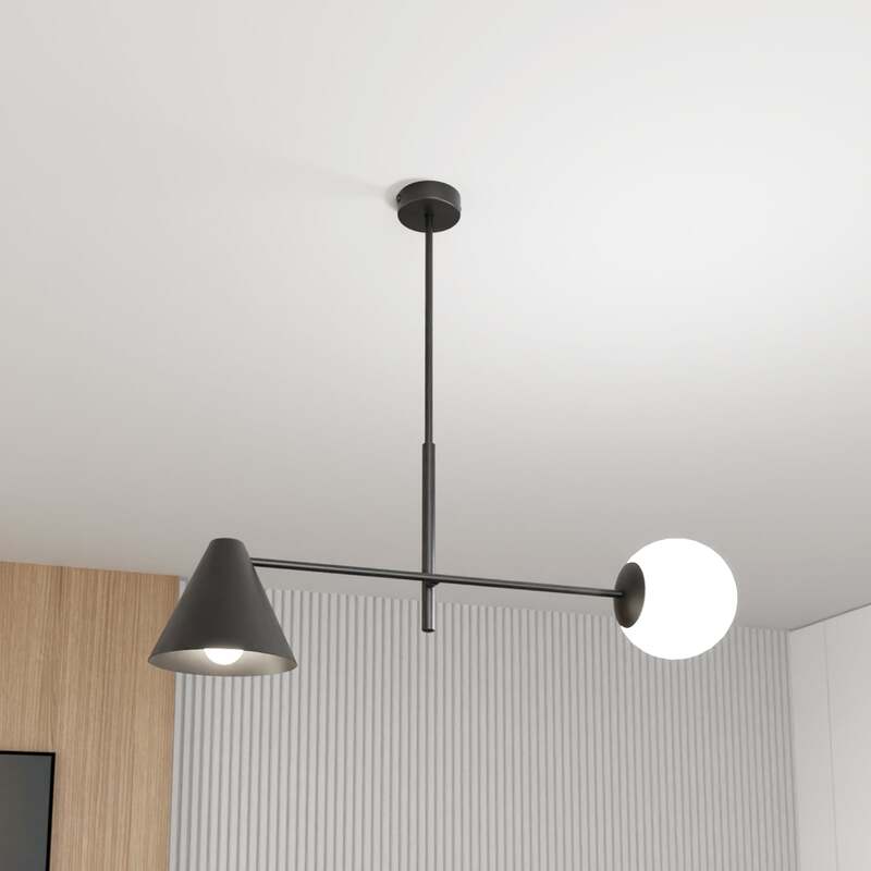 Deckenlampe Hermes 2-flammig LED dimmbar schwarz Stahl Glas 70cm Höhe 60cm - 5901738929470
