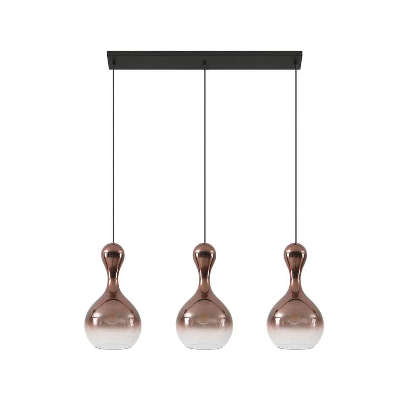 Lucande Hängeleuchte Lyrisa LED Pendelleuchte dimmbar kupfer schwarz 3-flg 22cm - 4251911778298
