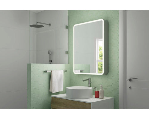 Focco Spiegelschrank Badschrank grau MIA 60x70cm LED mit 2 Einlegeböden IP44 - 8435324906028