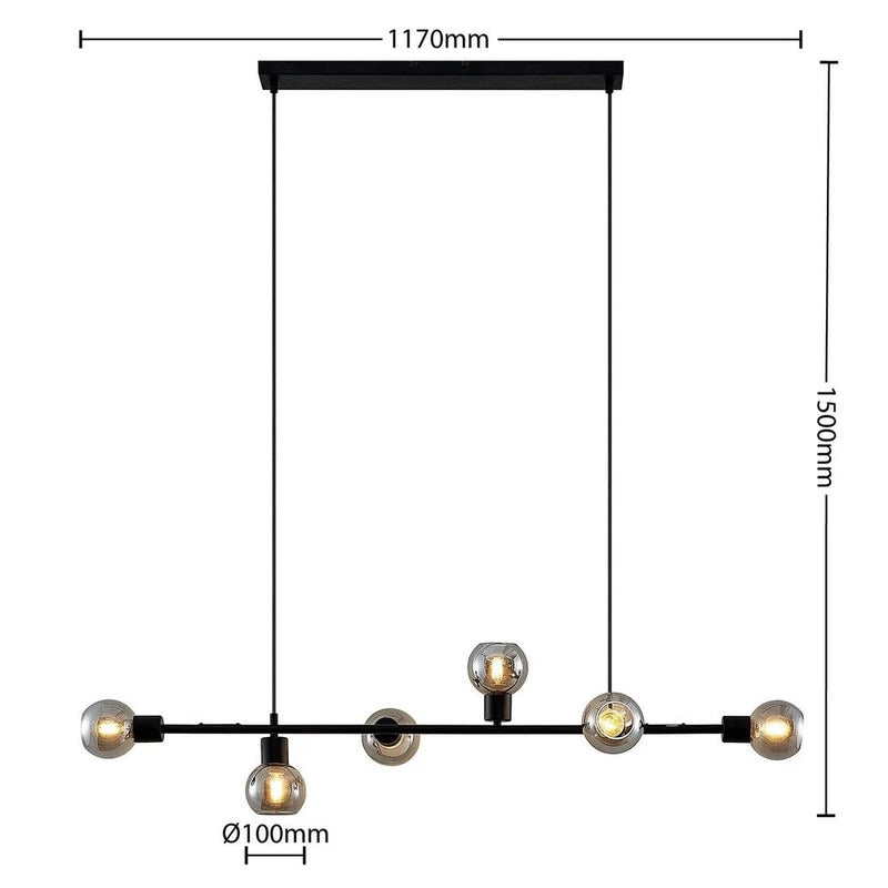 Lindby Hängeleuchte Pendelleuchte Biscala Glasleuchte schwarz rauchgrau Glas - 4251911720044