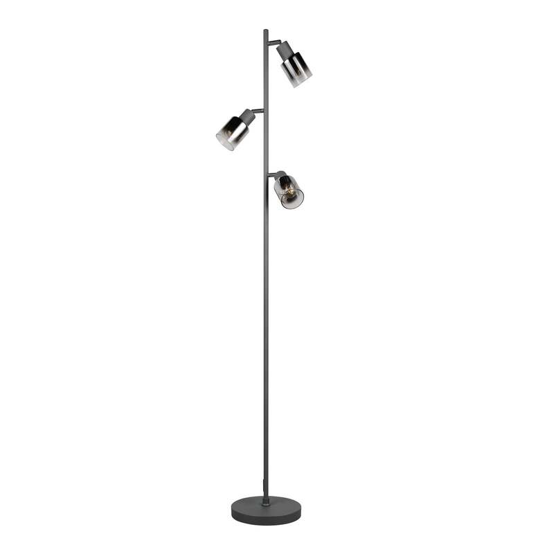 Reality Stehleuchte Stehlampe Cadiz schwarz rauchgrau Metall Glas Schalter Kabel - 4017807653496