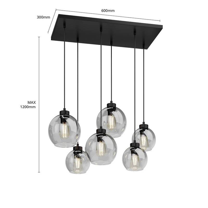 Euluna Hängeleuchte Cubus Hängelampe Lampe Leuchte sechsflammig E27 Glas grap558 - 5901780528331