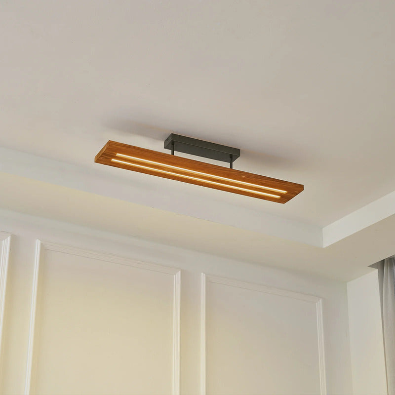 Lindby LED-Deckenlampe Nesaja schwarz Holz 98cm dimmbar 31W 3500lm - 4251911798265
