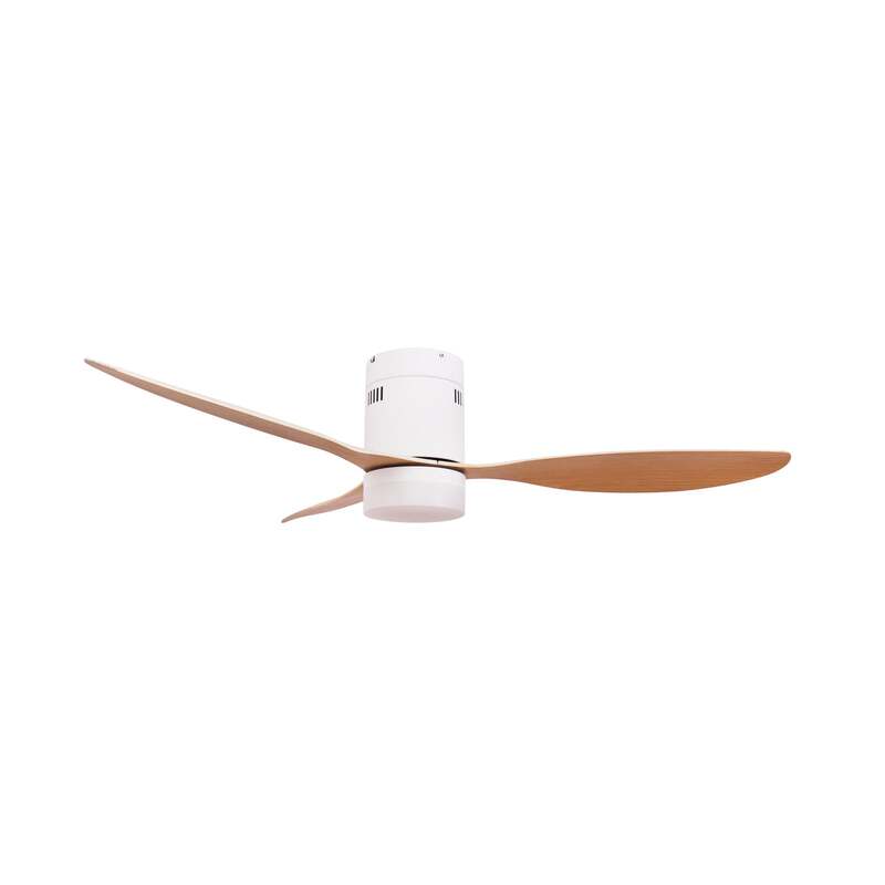 Lucande Deckenventilator Kayu LED Ventilator mit Fernbedienung weiß/holz 132cm - 4251911779943