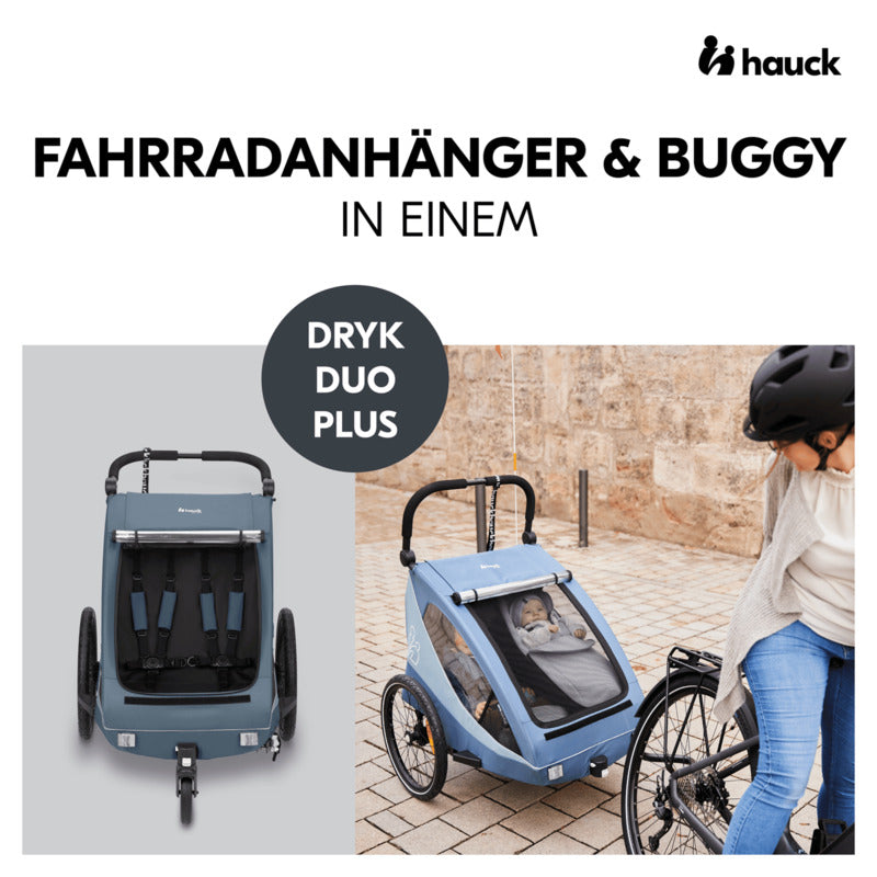 Hauck Dryk Duo Plus Fahrradanhänger Buggy Dunkelblau für 1-2 Kinder - 4007923515075