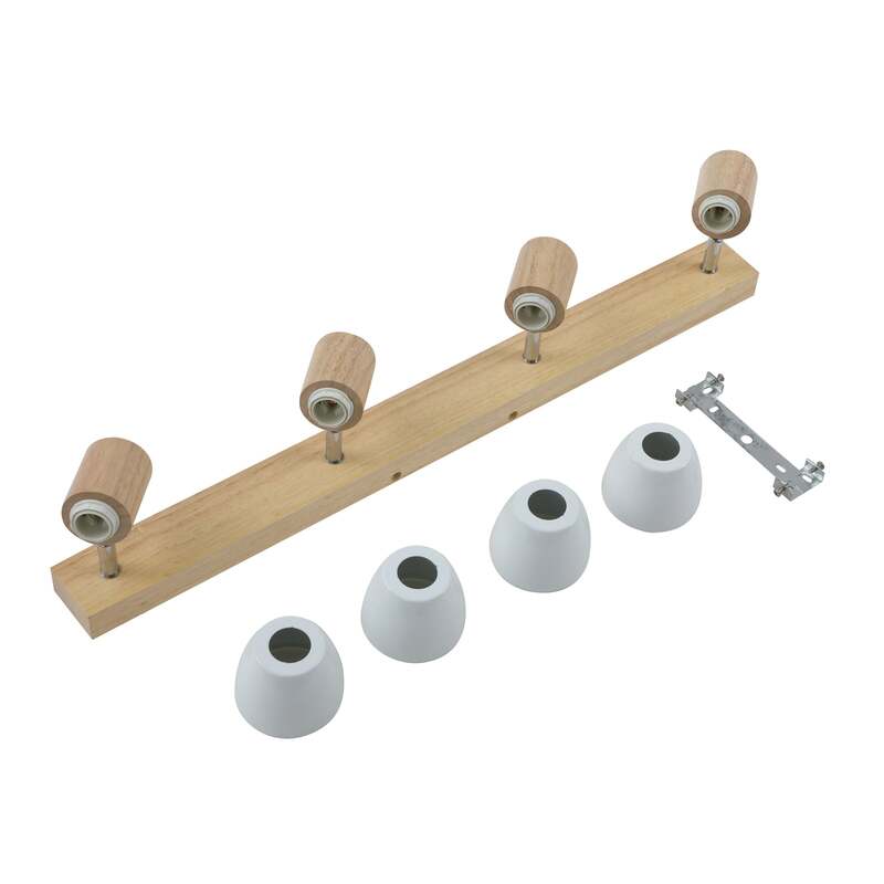 Lindby Deckenleuchte Thorin LED Deckenlampe dimmbar 4-flammig Holz weiß 67cm - 4251096535761
