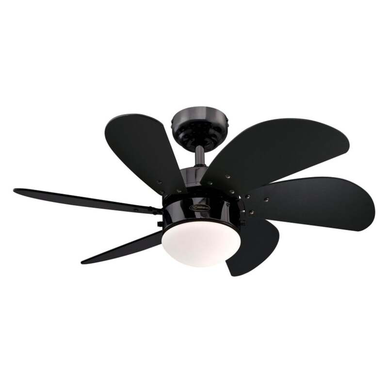 Westinghouse Deckenventilator Turbo Swirl mit Licht E14 schwarz Holz Glas 76cm - 4895105610690