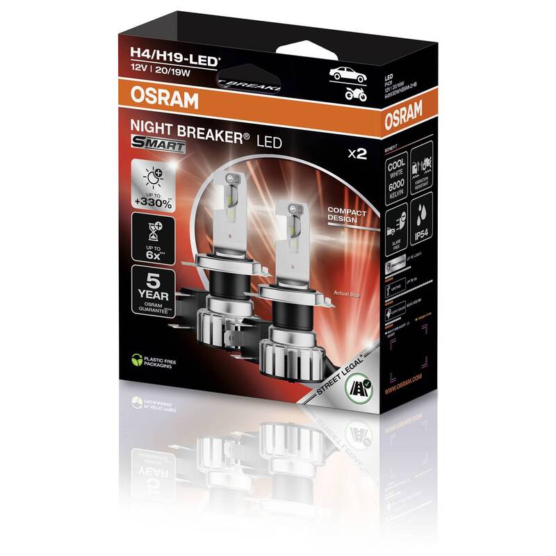 OSRAM LED Leuchtmittel Lampe NIGHT BREAKER H4 H19 SMART Weiß 2 Stück - 4062172426404