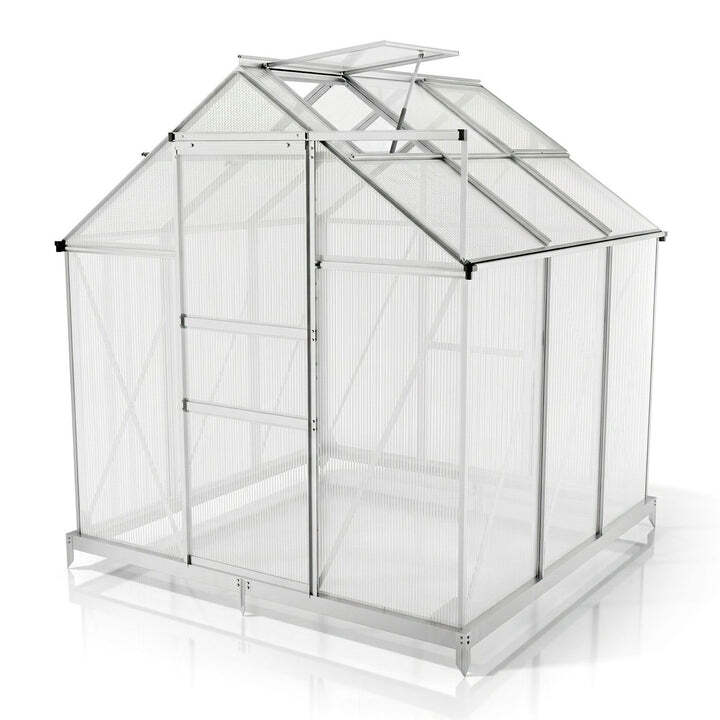 Aluminium Gewächshaus Gewächshaus mit Fundament 190x253cm für Pflanzenpflege - 4262437187327