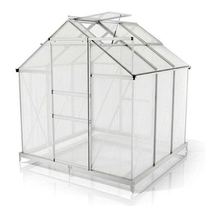 B-Ware Aluminium Gewächshaus Gewächshaus mit Fundament 190x253cm für Pflanzenpflege