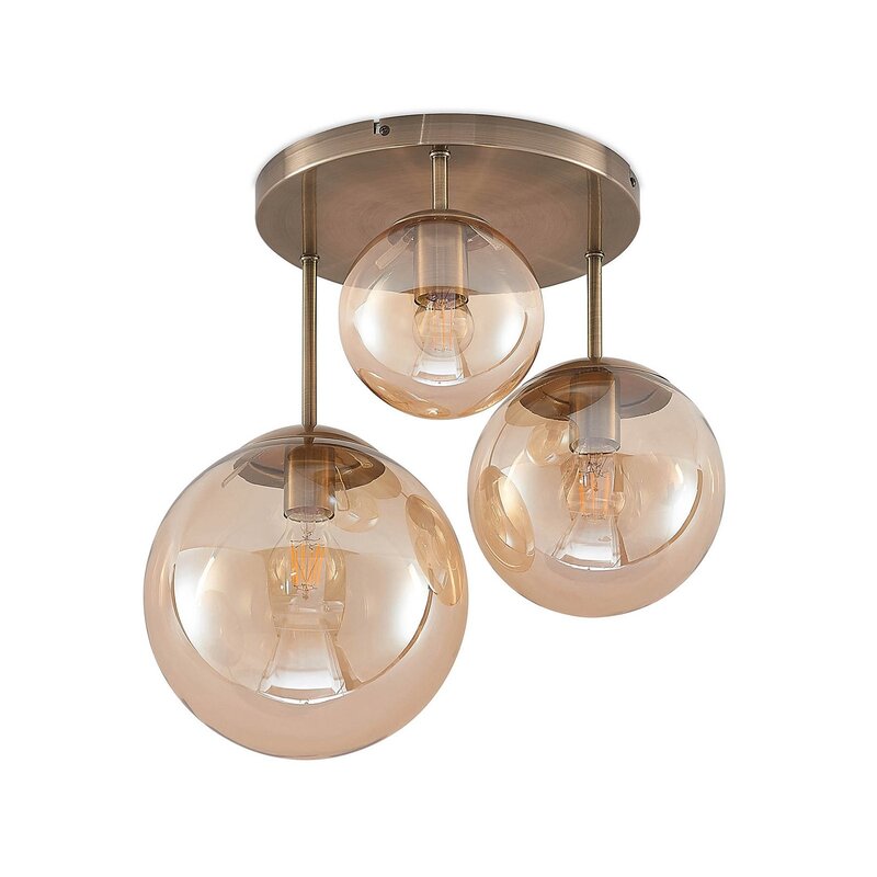 Lindby Teeja Deckenlampe 3 Glaskugeln messing Deckenlampe Glaslampe Lampe Glas - 4251911746037