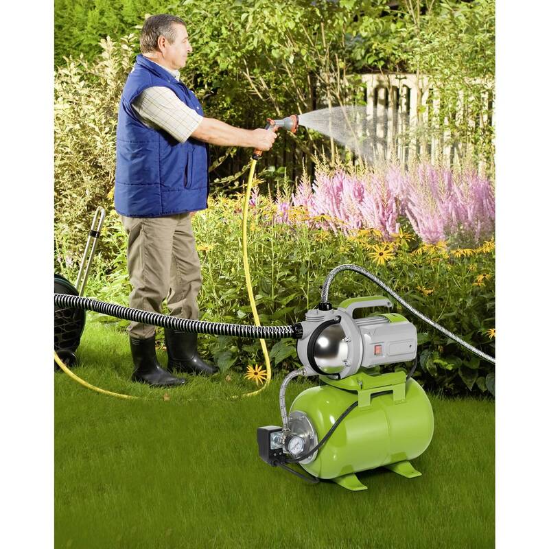 Toolcraft Hauswasserwerk Pumpe 7500l/h 1300W selbstansaugend 24l grün IPX4 - 4064161310114