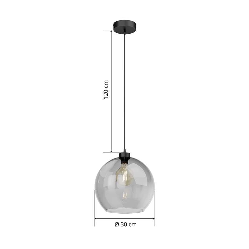 TK Lighting Hängeleuchte Cubus Hängelampe Leuchte Licht rauchgrau Glas Ø30cm E27 - 5901780542924