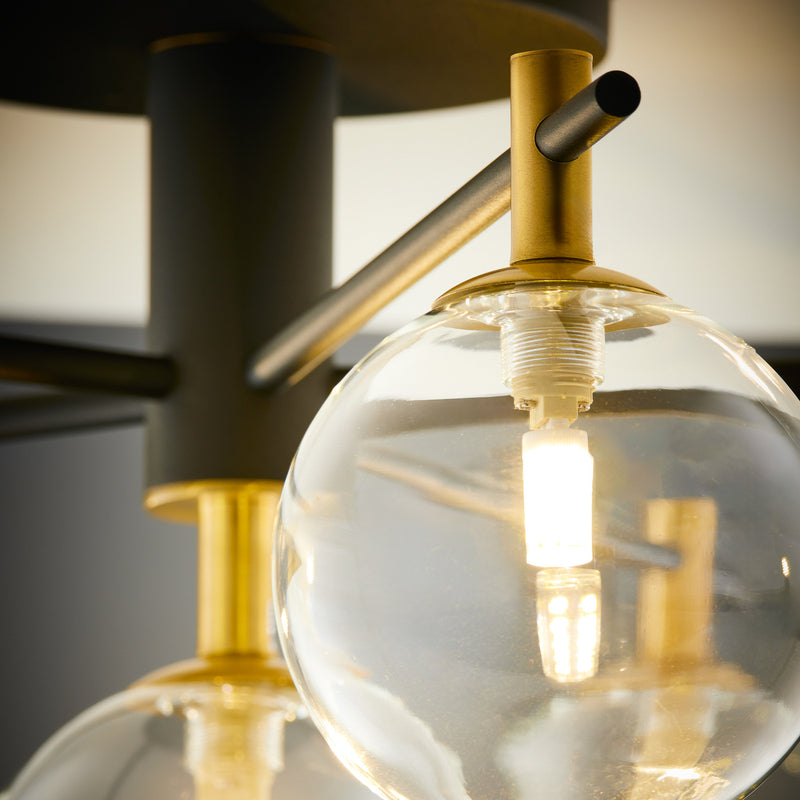 Jupiter Deckenleuchte Figaro LED Lampe 6-flg dimmbar schwarz gold 76x76cm - 5905962020361