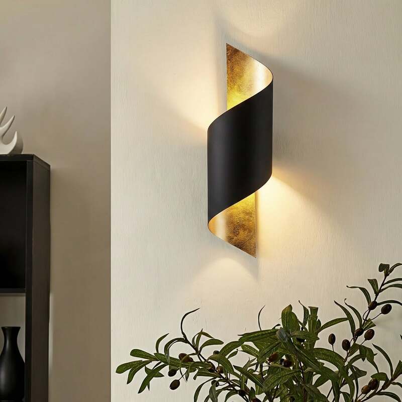 Lindby Wandleuchte Vanni LED Wandlampe dimmbar schwarz gold Metall 57 cm Höhe - 4251096555363