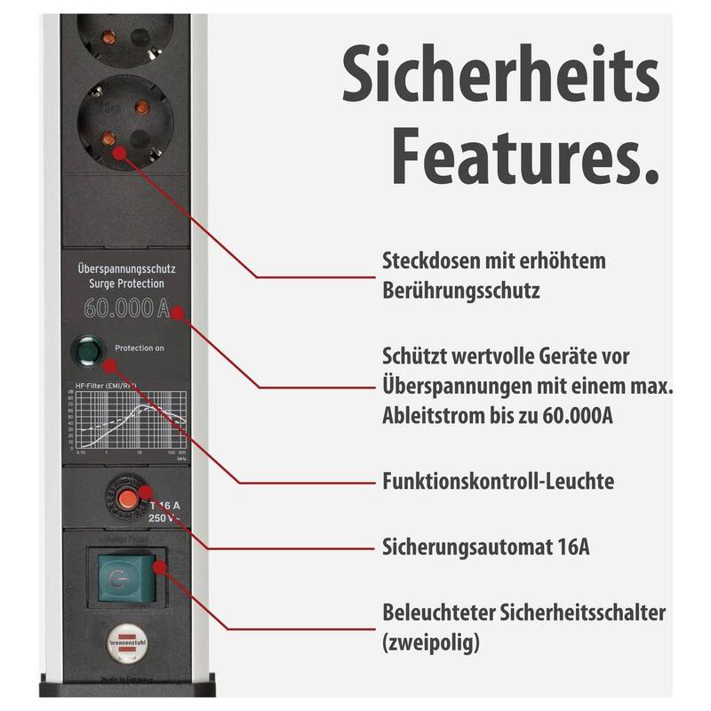 Brennenstuhl Premium-Protect-Line Überspannungsschutz-Steckdosenleiste 4-fach 3m - 4007123677085