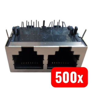 500x D-Ware Econ connect RJ45-Steckverbinder 3012S02 2-Port Buchse Einbau horizontal Metall
