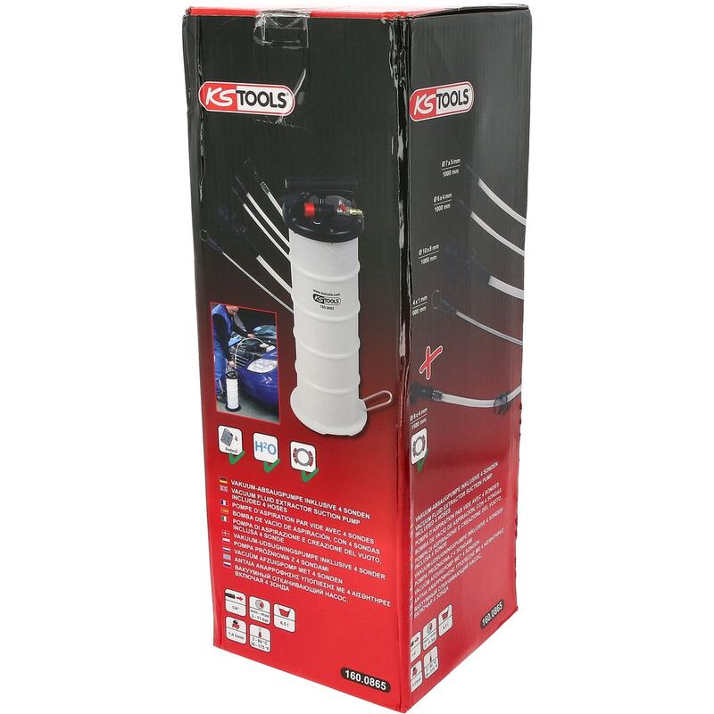 KS Tools Vakuum-Absaugpumpe 6,5l Absaug-Schnellanschluss-System 4 Sonden - 4042146976692