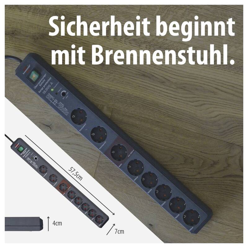 Brennenstuhl Secure-Tec 19.500A Master/Slave Steckdosenleiste 8-fach Anthrazit - 4007123611867