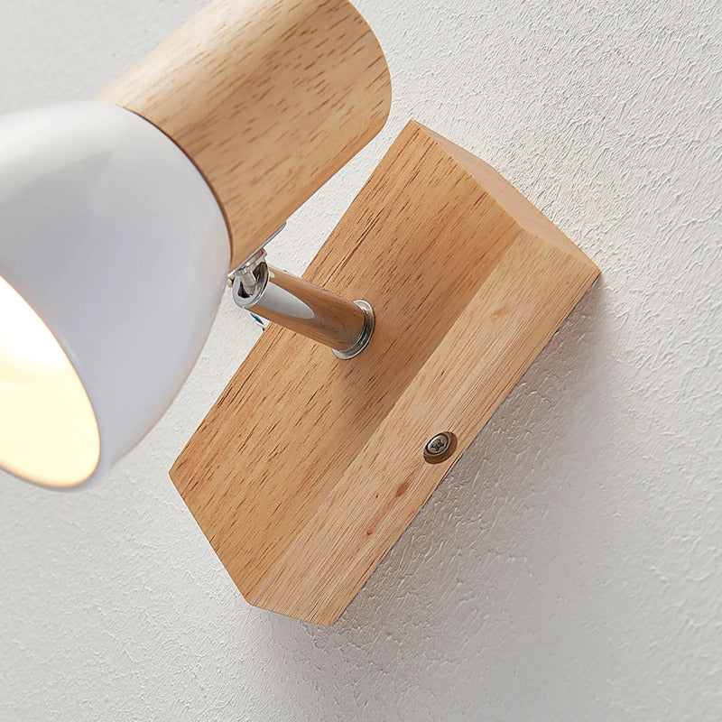 Lindby Wandlampe Thorin LED Strahler dimmbar Holz Metall weiß 14cm hoch 8cm - 4251096535730