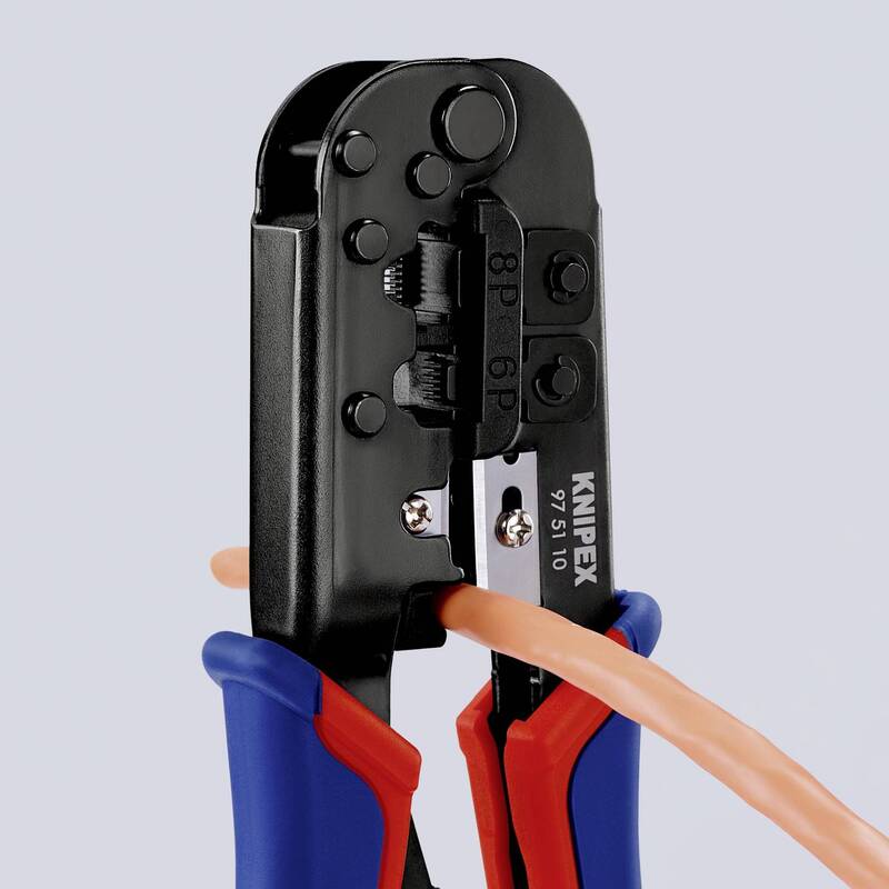 Knipex Crimpzange RJ11 RJ12 RJ45 Modularstecker Werkzeug 190mm Chrom-Vanadium - 4003773043171