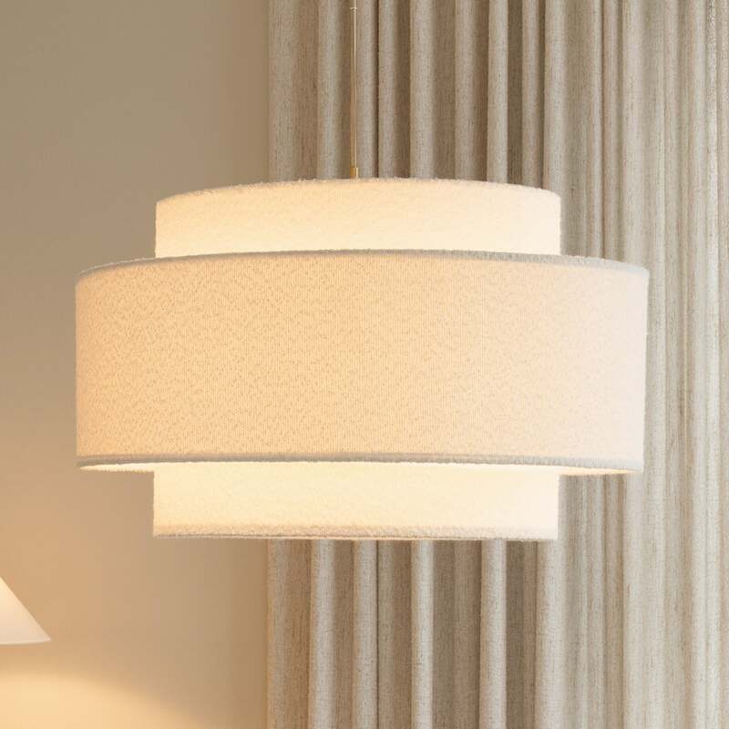 Globen Lighting Pendelleuchte Hängeleuchte Noah Bouclé Weiß Wohnzimmer Esszimmer - 7319437763086