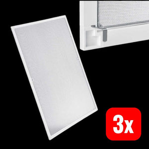 3x B-Ware Fliegengitter Fenster Insektenschutzgitter Aluminiumrahmen 120x140cm weiß stabil