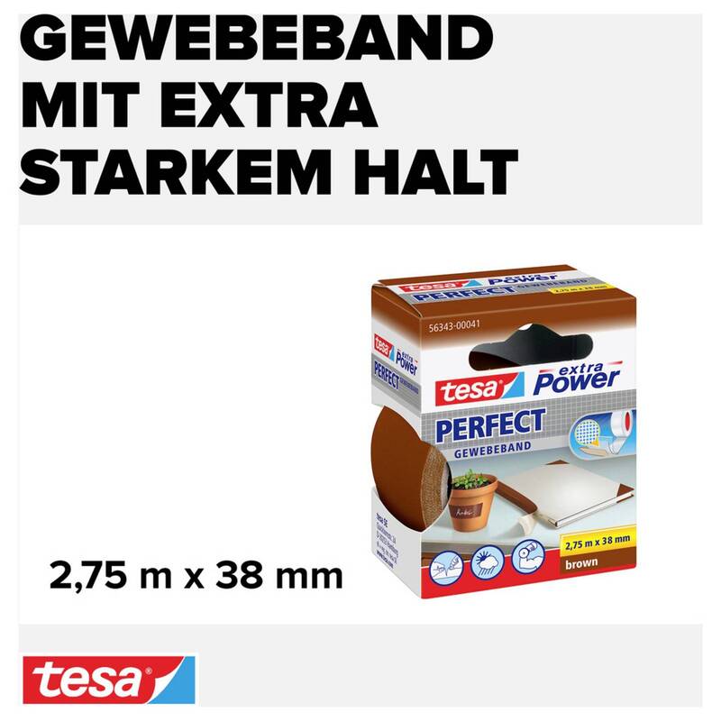 Tesa Gewebeklebeband extra Power Perfect 56343-00041-03 2,75m x 38mm braun 1 St. - 4042448044297