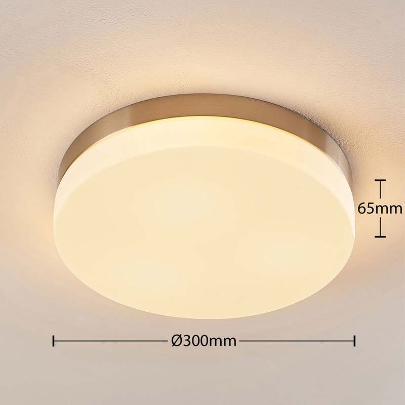 Lindby Deckenlampe Amilia LED Lampe dimmbar Glas nickel IP44 Ø30cm weiß Leuchte - 4251096539608