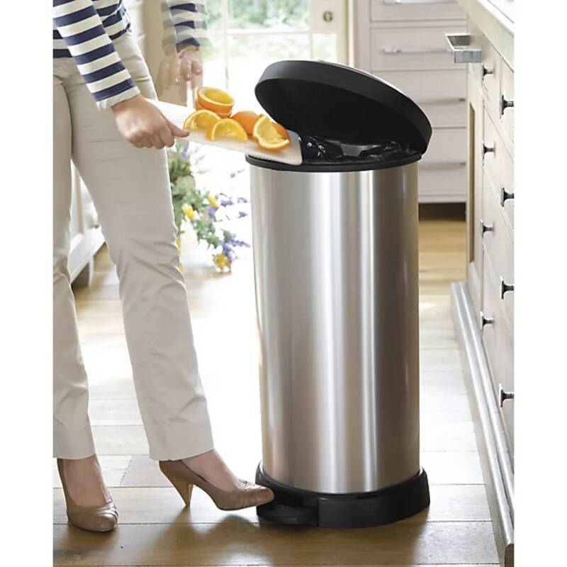 Kaiserkraft Tretmülleimer Mülleimer DECOBIN silber 40l hygienisch halbrund - 3253922150002