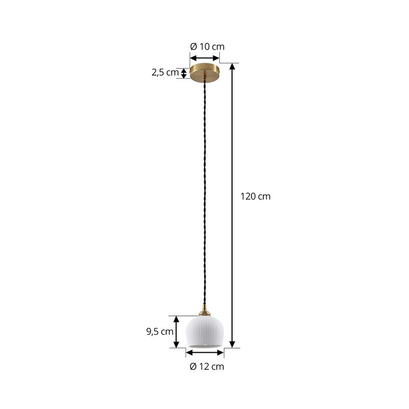 Lindby Hängeleuchte Pendelleuchte Nolane Keramik Lampe weiß Messing - 4251911796551