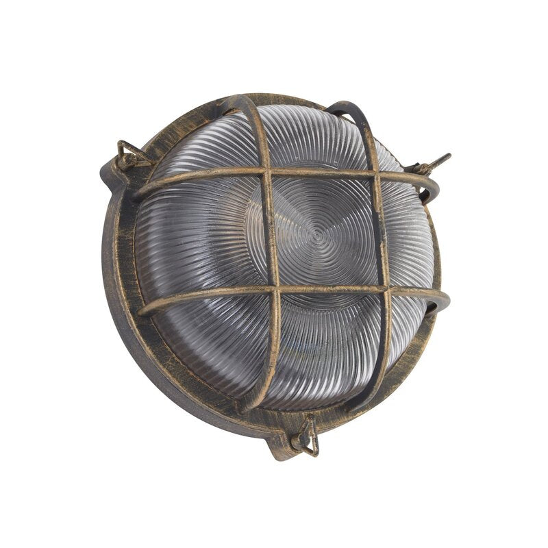 Searchlight Schiffsarmatur Porto Wandleuchte Deko-Wandleuchte rund schwarz gold - 5053423228068