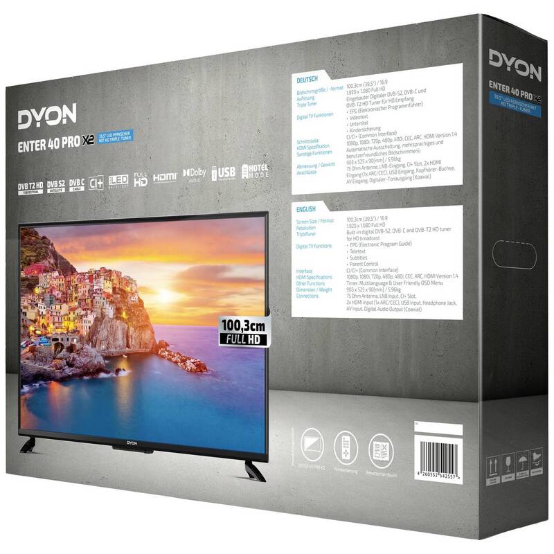 Dyon LED-TV 40 Zoll Enter 40 Pro X2 Full HD DVB-T2 DVB-C DVB-S Schwarz 903x557mm - 4260552542557