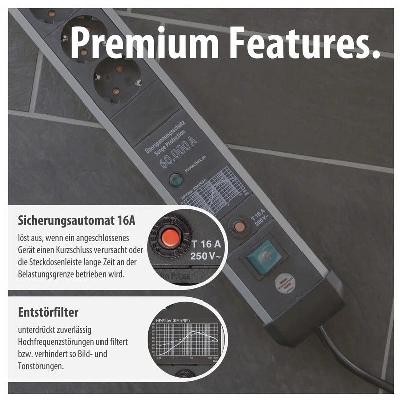 Brennenstuhl 1391010620 Überspannungsschutz-Steckdosenleiste 6-fach 3m USB Ty... - 4007123677078