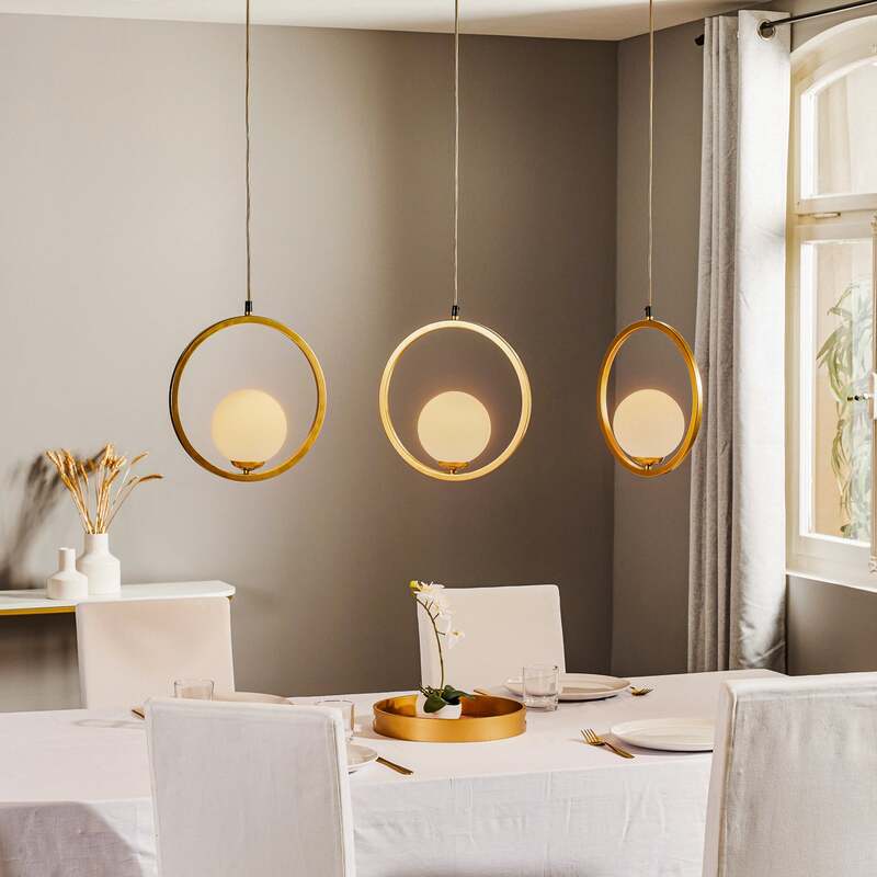 Euluna Hängeleuchte Vienna Hängeleuchte Lampe Opalglas messing 3-flammig E14 - 5902693755746
