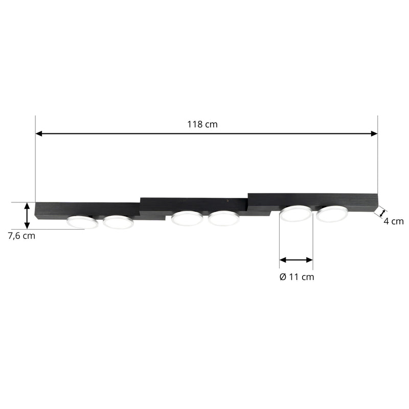 Lucande Kellino Deckenleuchte Deckenlampe Deckenlicht Leuchte 6-flammig schwarz - 4251911756647