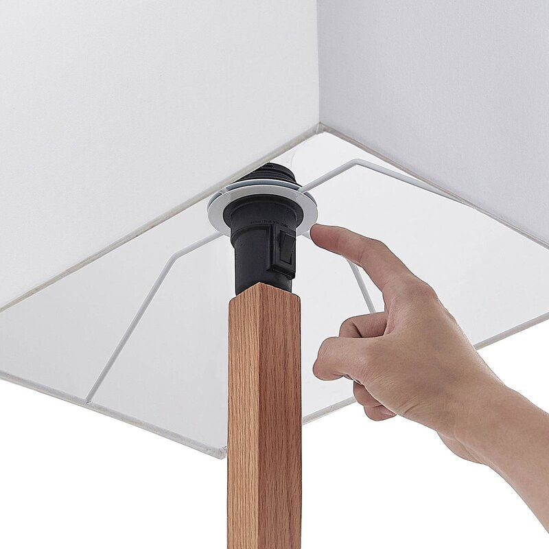 Lucande Heily Tischleuchte Holz eckig weiß Tischlampe Lampe Leuchte Spot Licht - 4251911723595