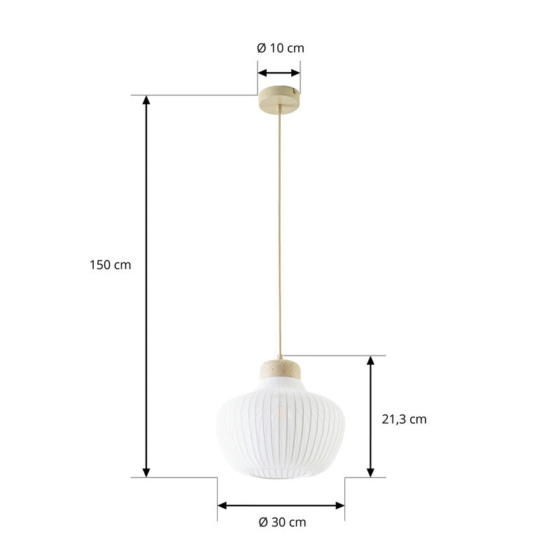 Lucande Hängeleuchte Eloise LED Pendelleuchte Lampe Textil E27 weiß Ø30cm - 4255830913549