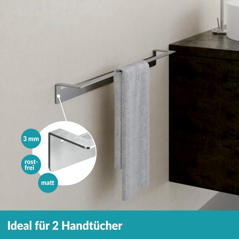 Weissenstein Handtuchstange Stange WOMO Handtuchhalter Silber 60cm selbstkleb919 - 4260470460759